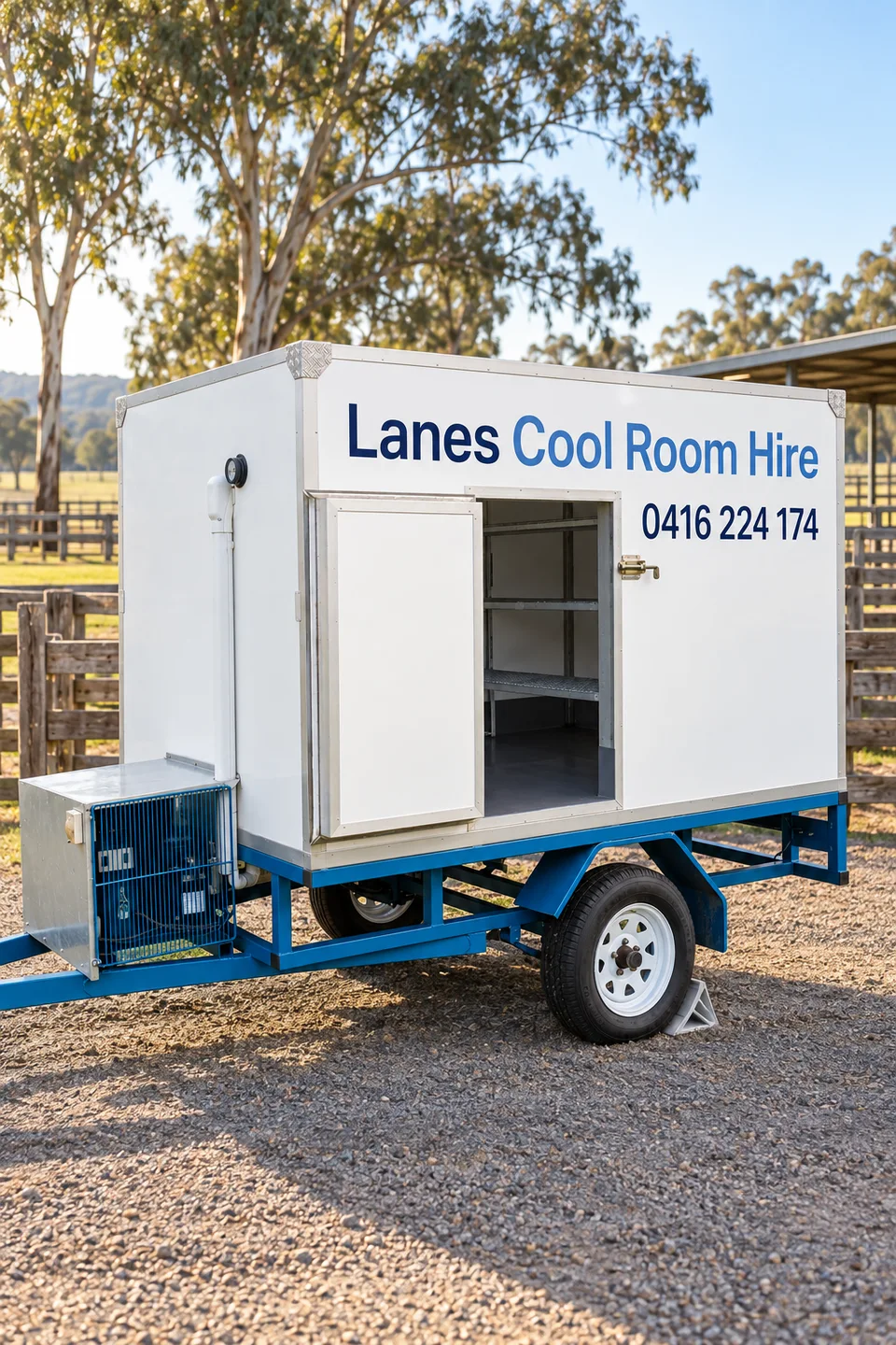 Illustration of a Lanes coolroom trailer in a Casino-area event setting
