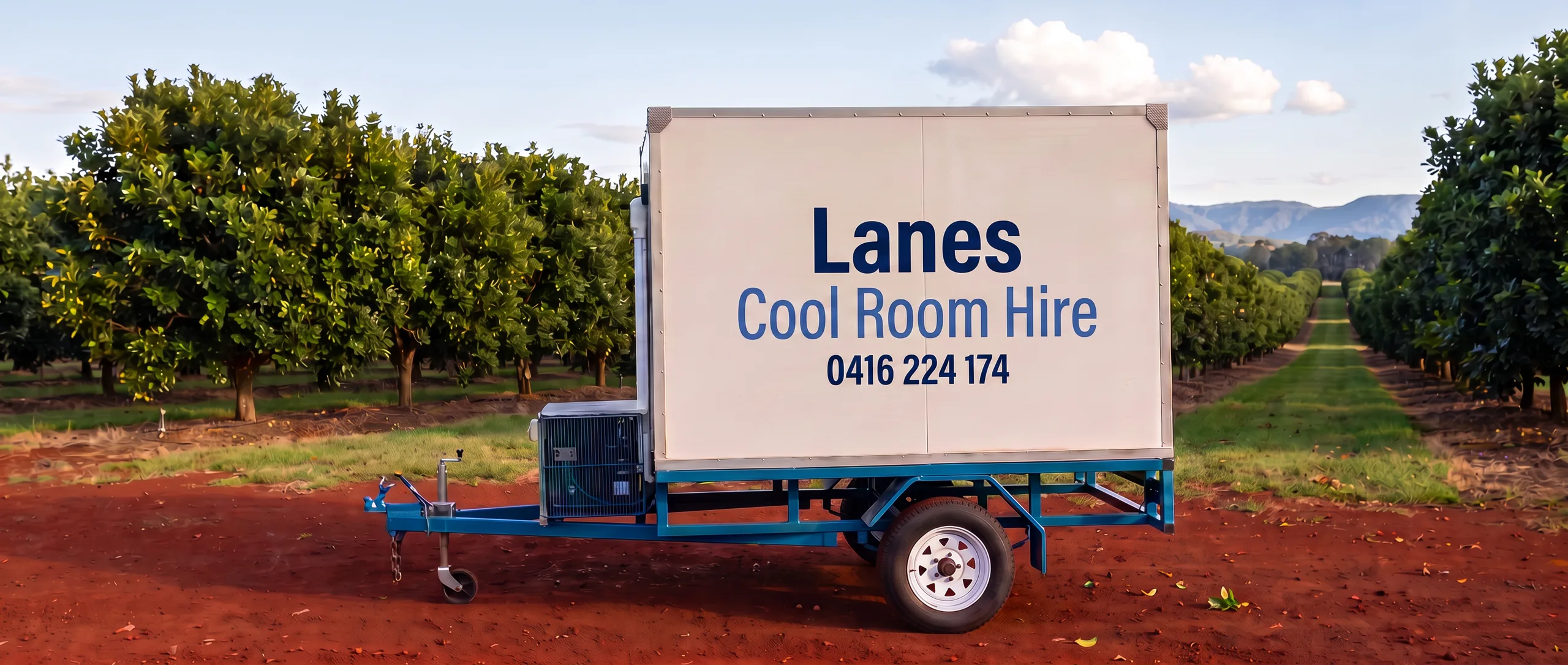 Lanes mobile coolroom trailer set up in Alstonville